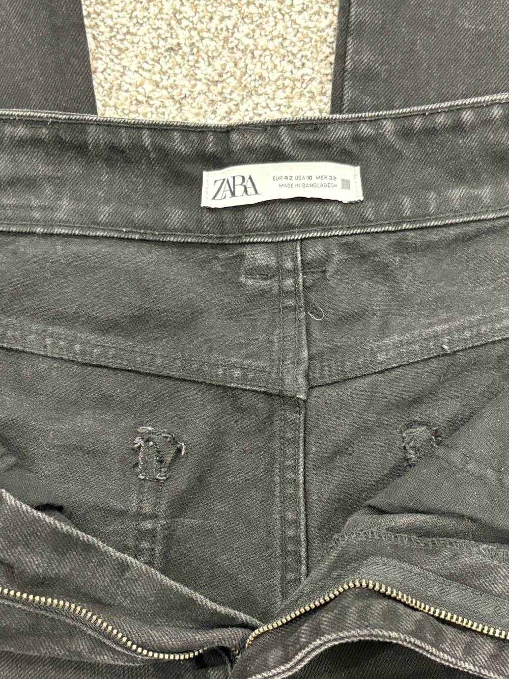 Zara Black High Rise Wide Leg Jeans Full Length Size US 10 EU 42 - Picture 6 of 7